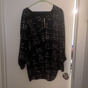 Apt. 9 Black and White Boxy 3/4 Sleeve Blouse